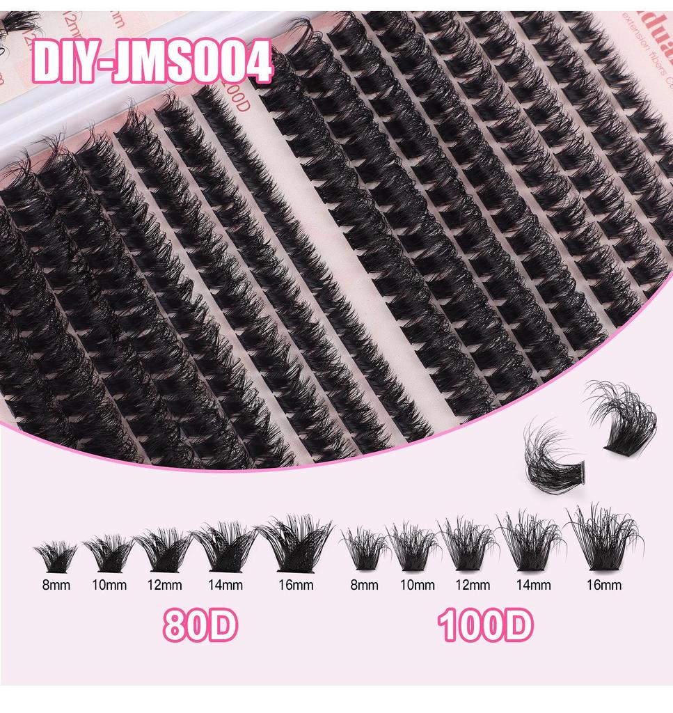DIY Cross-Border Single Cluster D-Curved False Eyelashes Set - 640 Clusters with Mixed Lower Lashes