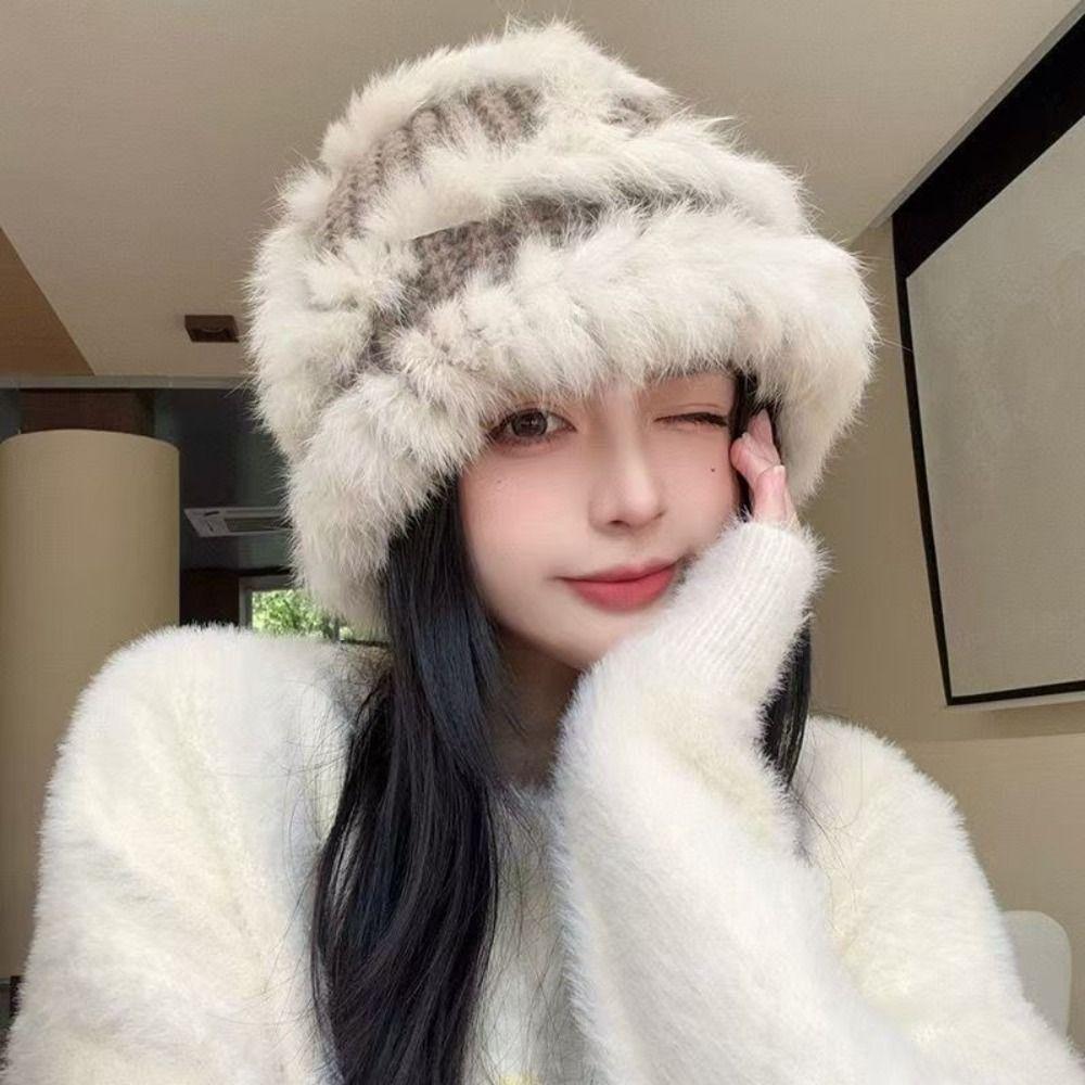 Thick Knit Bucket Hat Wide Brim Winter Hat Fashion Women Headwear Autumn Winter