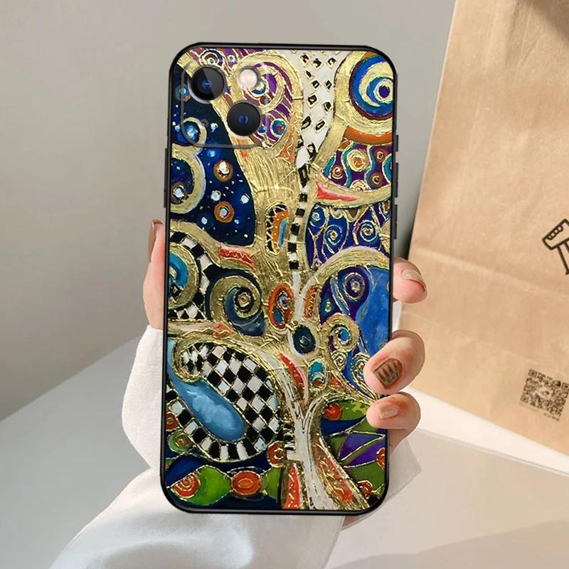 Starry Night Klimt Kiss Phone Case For iPhone 17 Air 16 15 14 13 12 11 Pro Max 12 13 Mini 15 16 Plus 16e Cover Coque