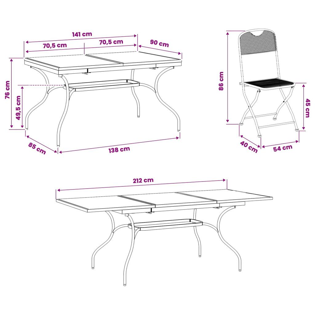 Garden Dining Set 7 pcs Anthracite 212 x 90 x 76 cm