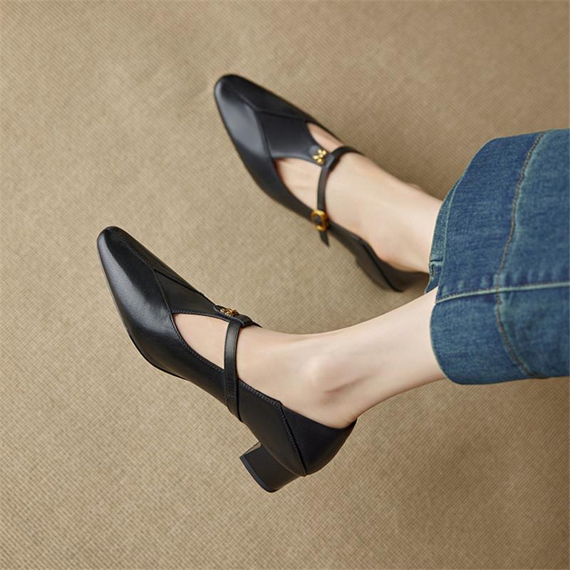Fashion New Spring/autumn Genuine Leather Women Shoes Round Toe Shoes for Women Fashion Bow Mary Jane Shoes Low Heels Women Pumps
