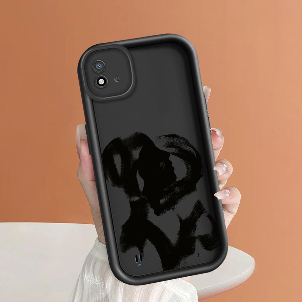 Soft Silicone Square Ladder Printing Pattern Phone Casing Full Cover Camera Shockproof Protection Rubber Case for OPPO Realme