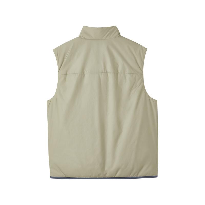 Skechers Outdoor Series Solid Color Stand Collar Zip Woven Vest Men vest Laurel-Oak Gray L424M009-04AU