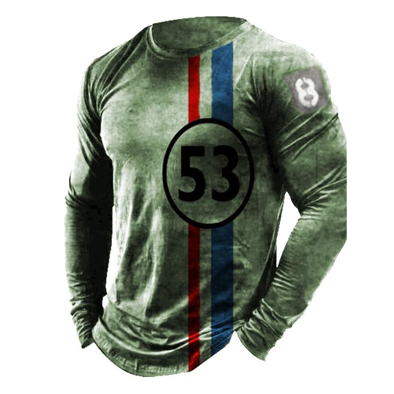 Men's Tshirt Tee Distressed Graphic Prints American Flag National Flag Crew Neck Outdoor Street Long Sleeve Print Clothing