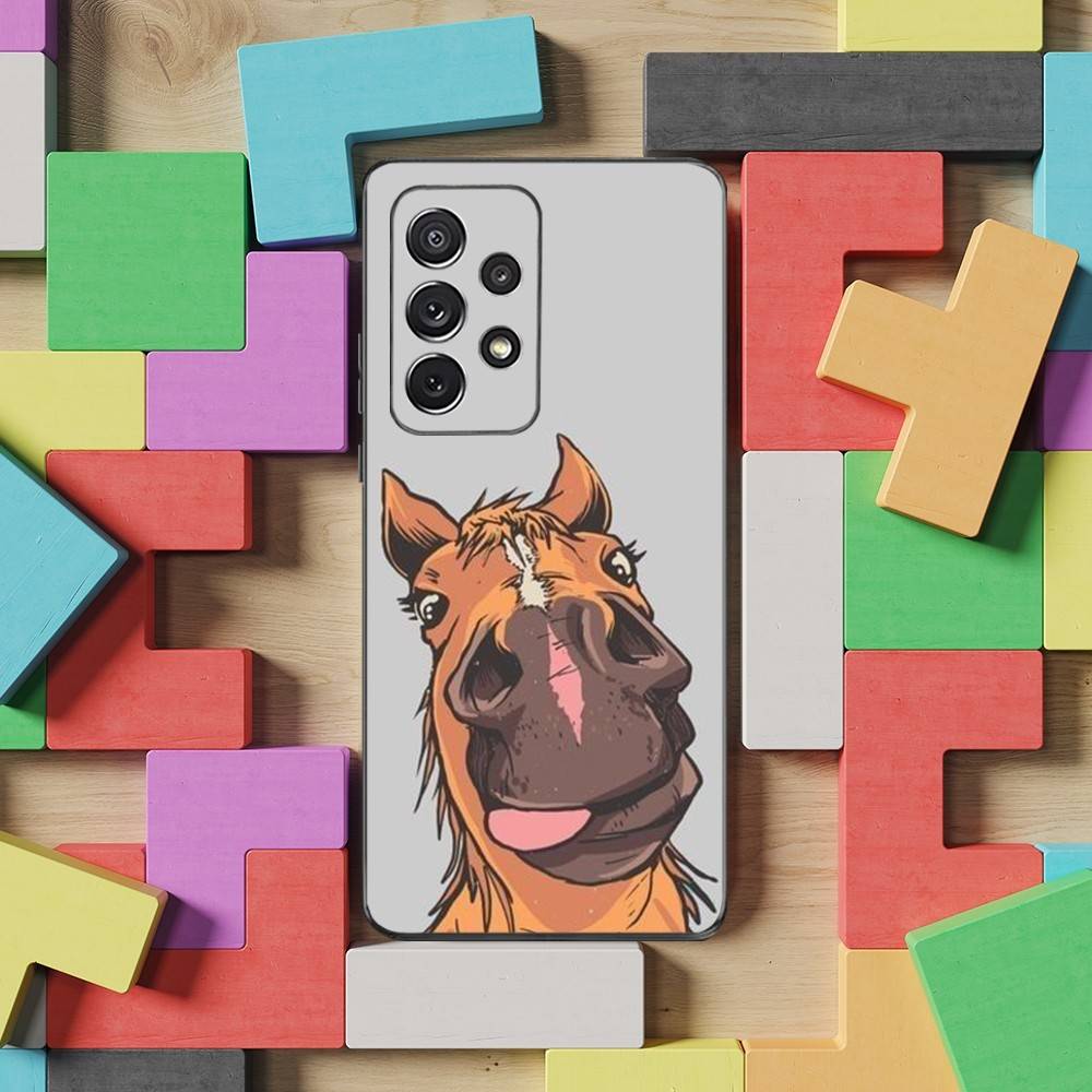 

Funny Art Horse Animal Case For Samsung S22,S25,S20,S10,Plus,Ultra,S24,S23,FE,S21,S9,Lite,Soft Silicone Black SamsungS20Plus