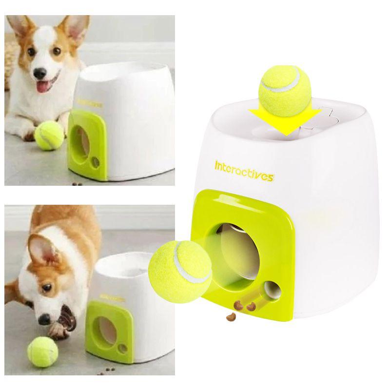 Interactive Pet Dog Food Dispenser Tennis Ball Reward Fetch Toy For Training And Fun