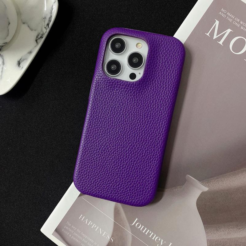 Half-wrapped Lychee Pattern, Suitable for Apple 15promax Phone Case, IPhone14 Anti-drop 13 Creative Women's Leather Case