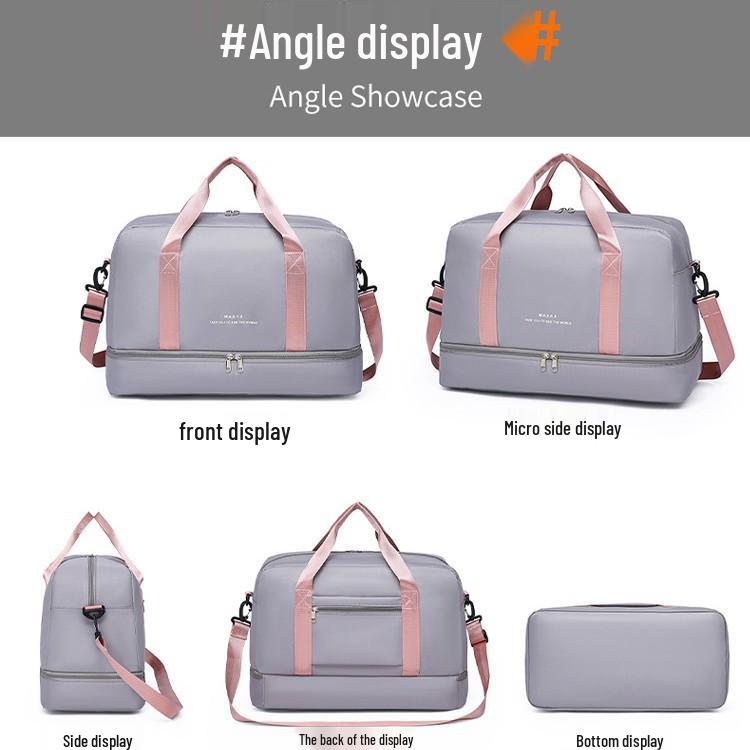 Resväska med hög kapacitet för gränsöverskridande resor med skofack, resväskefäste, hand- och crossbody-bärningsalternativ