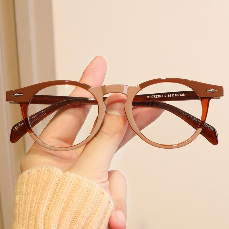 Round Small Frame Rice Nail New Color blocked Sunglasses Simple Concave Shaped Glasses Frame for Women