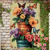 Tin Sign Vintage Flower Vase Wall Decor Metal Tin Plaque Art for Garden Patio Bedroom Living Room Retro Floral Butterflies Cot
