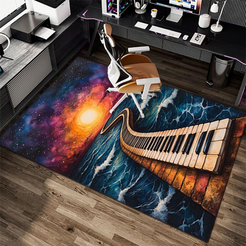 1Pc Piano keys music Printed circular carpet, home door mat, outdoor travel protection carpet A12