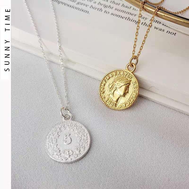[Petit-Germe] Coin-type Necklace, Silver Plated (01. Gold)