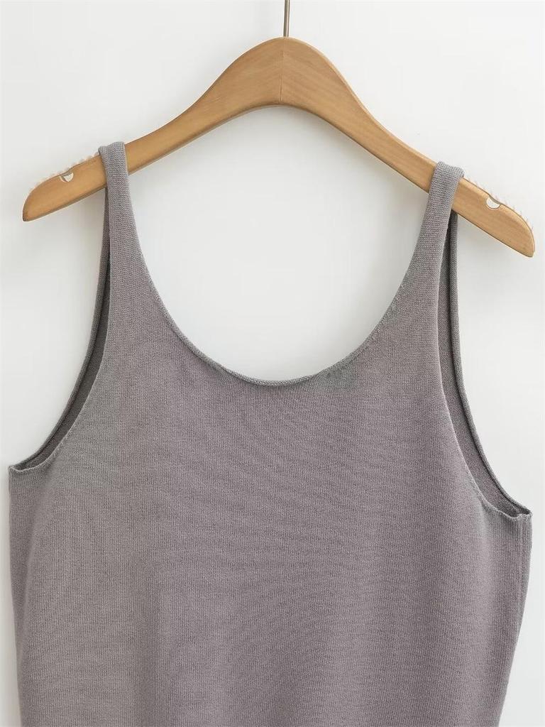 Trendy Women's Sexy Backless Knitted Tank Top - Summer Solid Color Camisole
