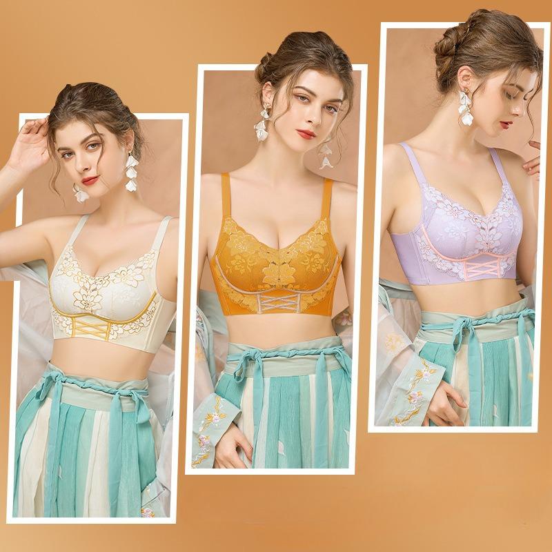 New Underwear Lace Non-steel Ring Anti-sagging Side Breasts Gathered Bra