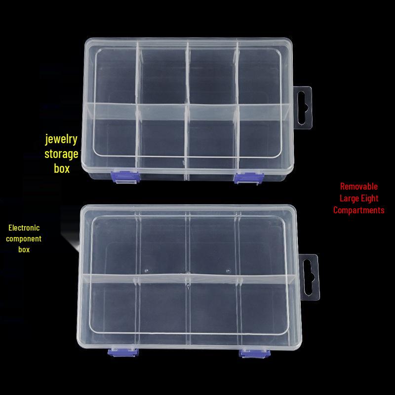 8-Compartment Adjustable Transparent Storage Box for Phone, Cables & Crafts