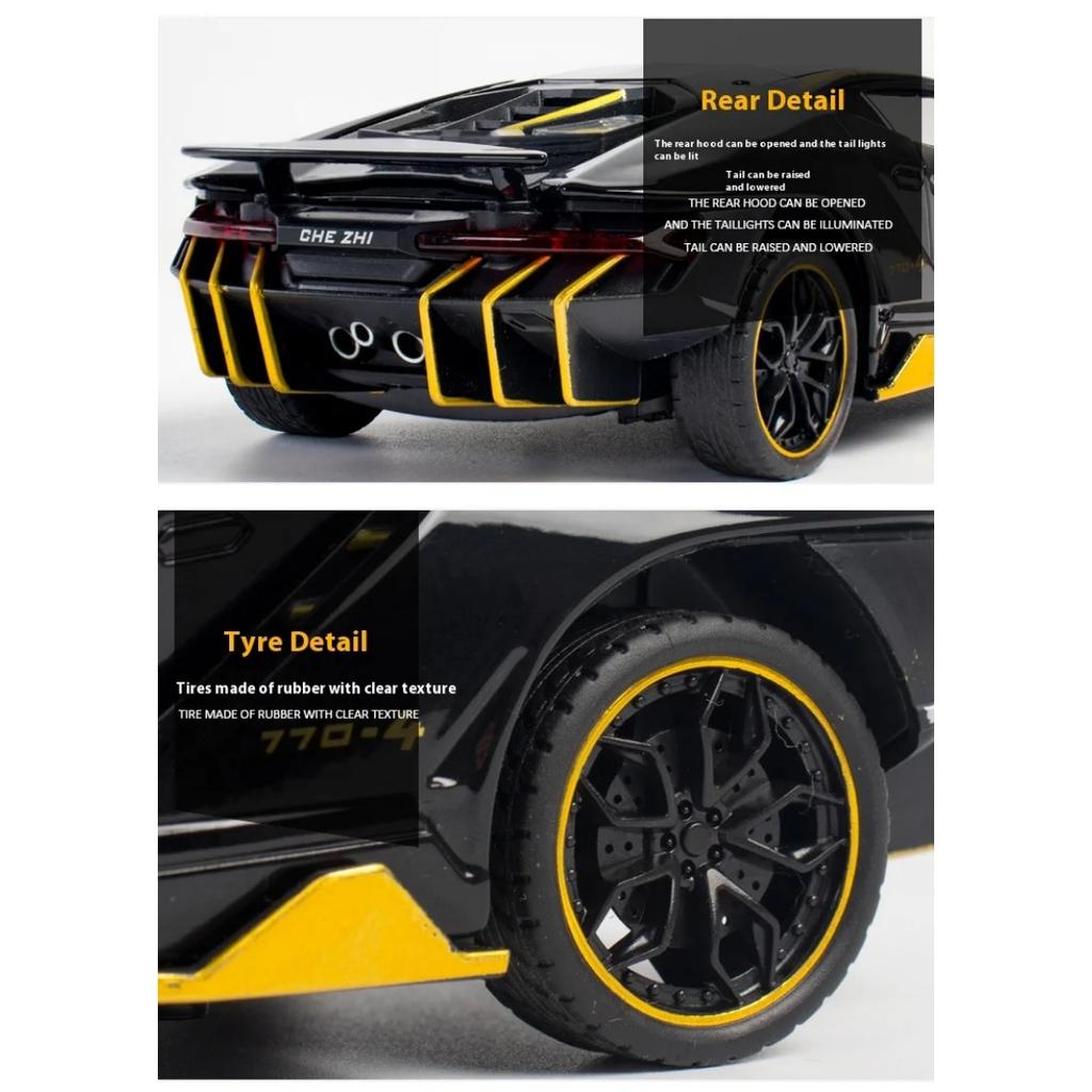 1/24 Scale Lamborghini LP770-4 Super Muscular Sports Car Alloy Metal Diecast Computer Desktop Ornament Automotive Interior Gift Box