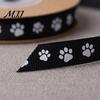 DIY Gift Wrapping Supplies 0.4" x 9.8 Yards Paw Print Ribbed Ribbon, Decorative Fabric Ribbon for Handmade Bow Making Material Pet Themed and
