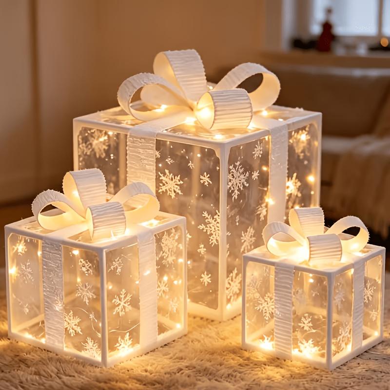 3pcs Box Light Set, Battery Operated Warm Light Boxes, 8 Flashing Modes, IP66, Indoor Living Room Patio Party Tree Valentine's Day Holiday Decor