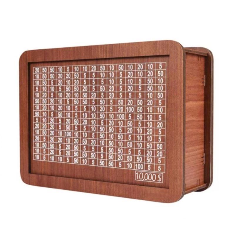 Wooden Money Box, Money Box with Counter, PiggyBanks with Saving Targets and Number for Tickings T10000