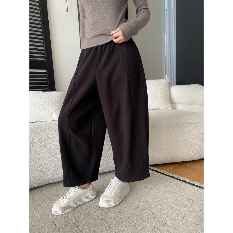 Sinan Pear-shaped Three-Dimensional Cut Plus Velvet Wide-Leg Pants SN8450 Medium