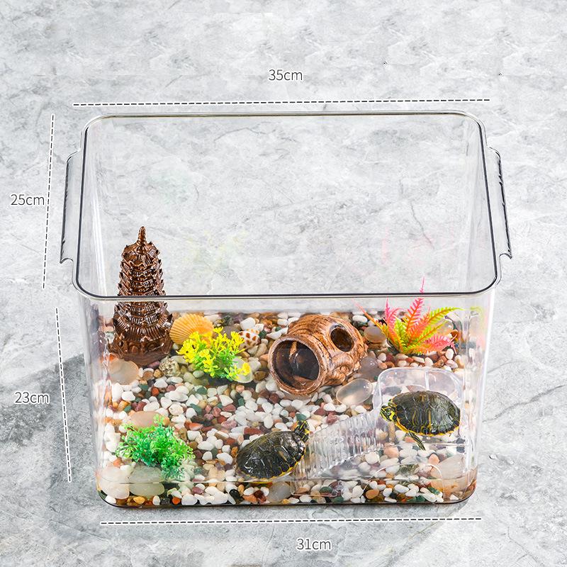 

Дуже великий прозорий пластиковий настільний акваріум з кришкою для рибок півників та черепах