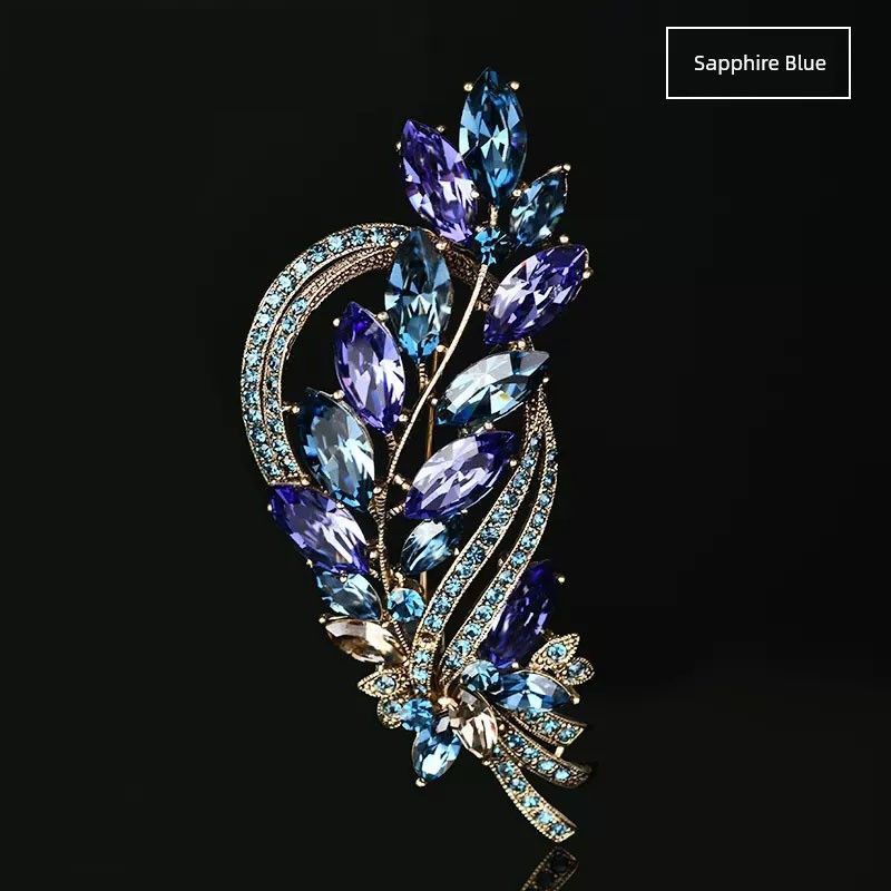Retro Europe and America Crystal Gem Brooch High-End Corsage for Ladies Pin Elegant Suit Evening Dress Versatile Accessories
