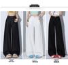 Women's White Tencel Wide-Leg Jeans - Summer 2025, High-Waisted, Loose, Floor-Length, Slimming.