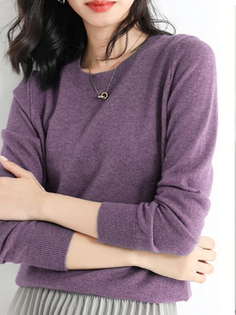 soft touch soft crew long sleeve loose casual small shark around Korean [Luxe Relax] Women's knit, pullover, autumn, neck, top, design, fashion, wear,