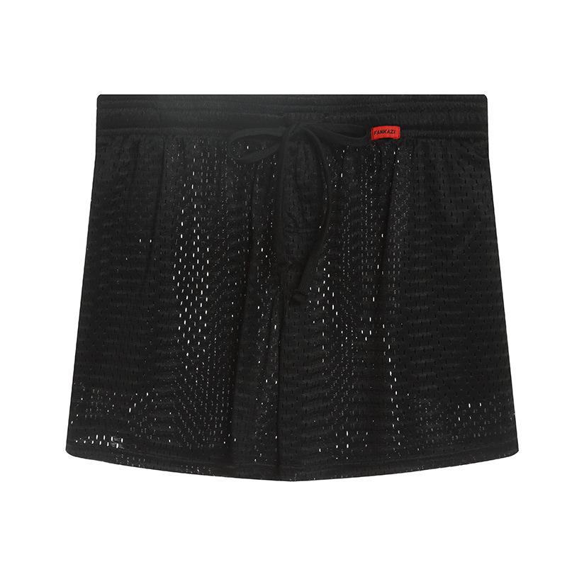 Effen Heren Short Tie Mesh Dunne Ademende Losse Stretch Grote Maat Sport Mode Boxers XL zwart