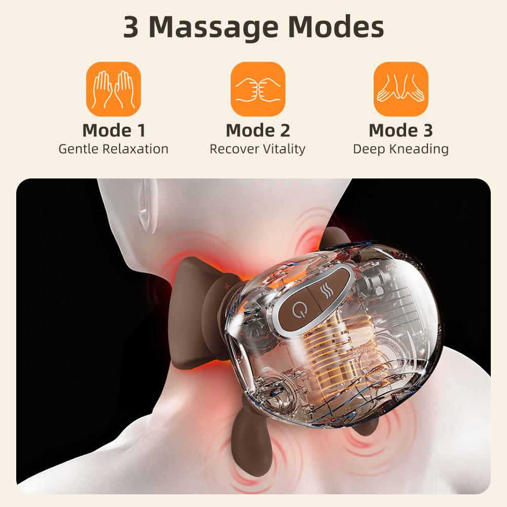 Wireless Neck & Shoulder 4D Kneading Massager Electric Heat Therapy Massage Shawl for Back/Trapezius/Cervical Muscle Relaxation