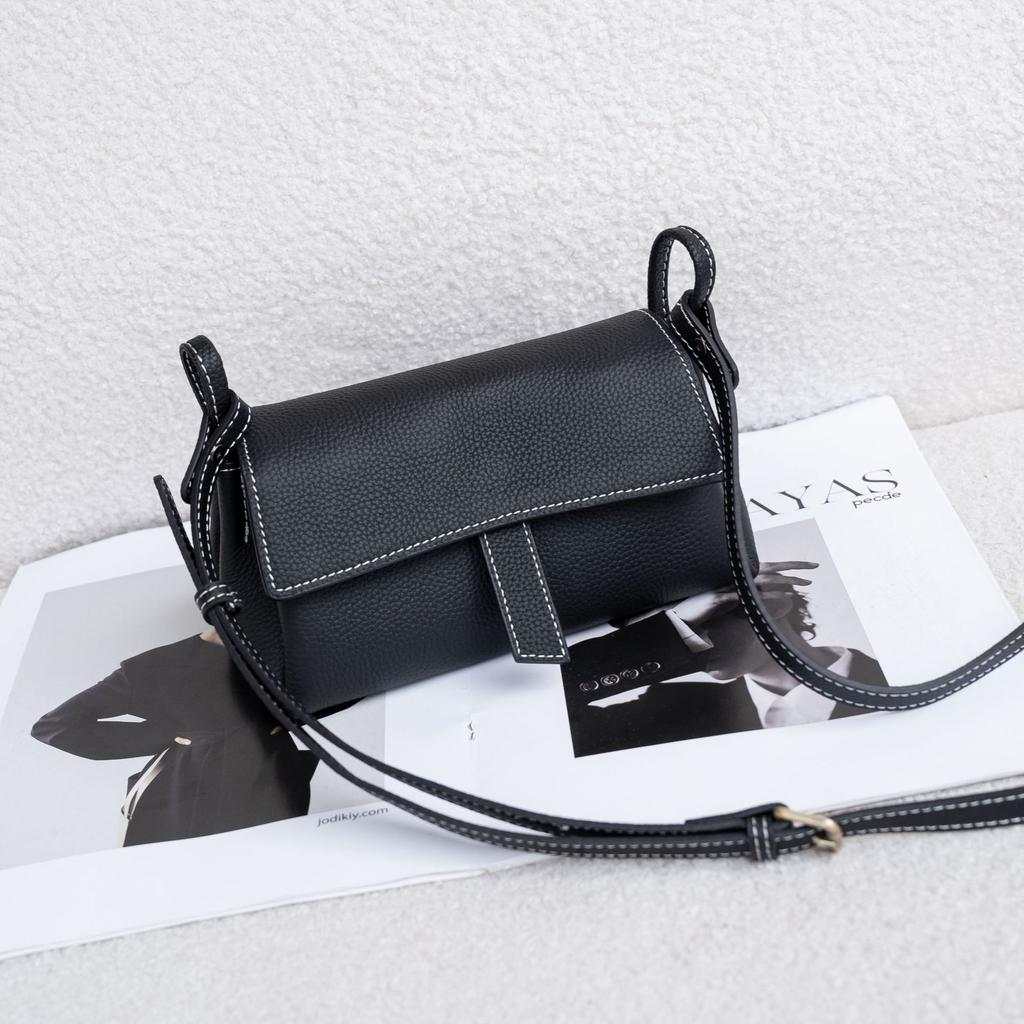 Cowhide Casual Women's Bag Single Shoulder Messenger Bag Fashionable and Simple Women's Handbag Multi-compartment Shell Bag Practical