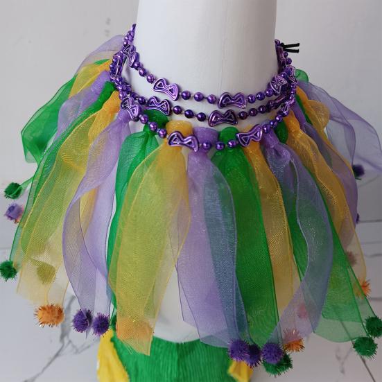 Big Goose Clothes Fluffy Gauze Skirt Costume with Fur Ball Edges Mardi Gras Headdress Elastic Strap Neck Rings Garden Goose Decoration for Festive