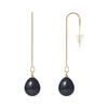 Earrings - Pearls & Colors - Genuine Black Cultured Pearls 8-9 Mm - Yellow Gold 375/1000 - 2-year Warranty