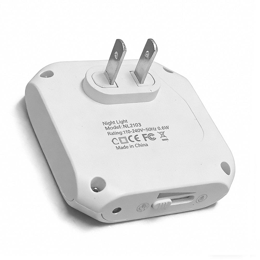 Warm White Plug-in LED Night Light with Light Sensor & Stepless Dimming (110-240V, EU/UK/AU)