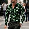 Men's Shirt with Polka Dot Print Long Sleeved Shirt, Outdoor Casual Style, Slim Fit Collar Shirt, Men's Casual Formal Top