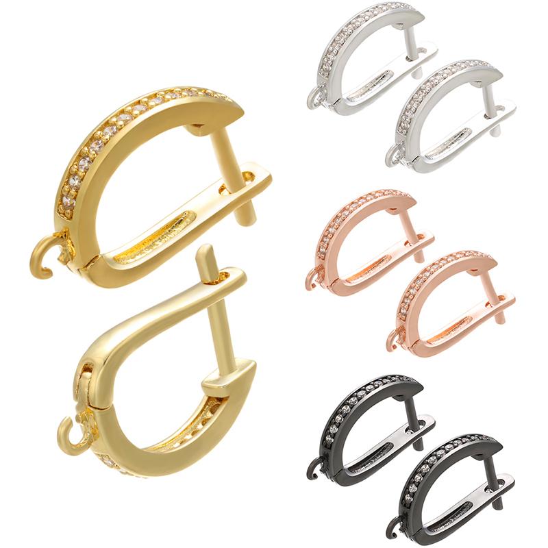 ZHUKOU Brass Gold Earring Hooks Accessories Crystal stud earrings hook for handmade Earrings Jewelry Making VE94
