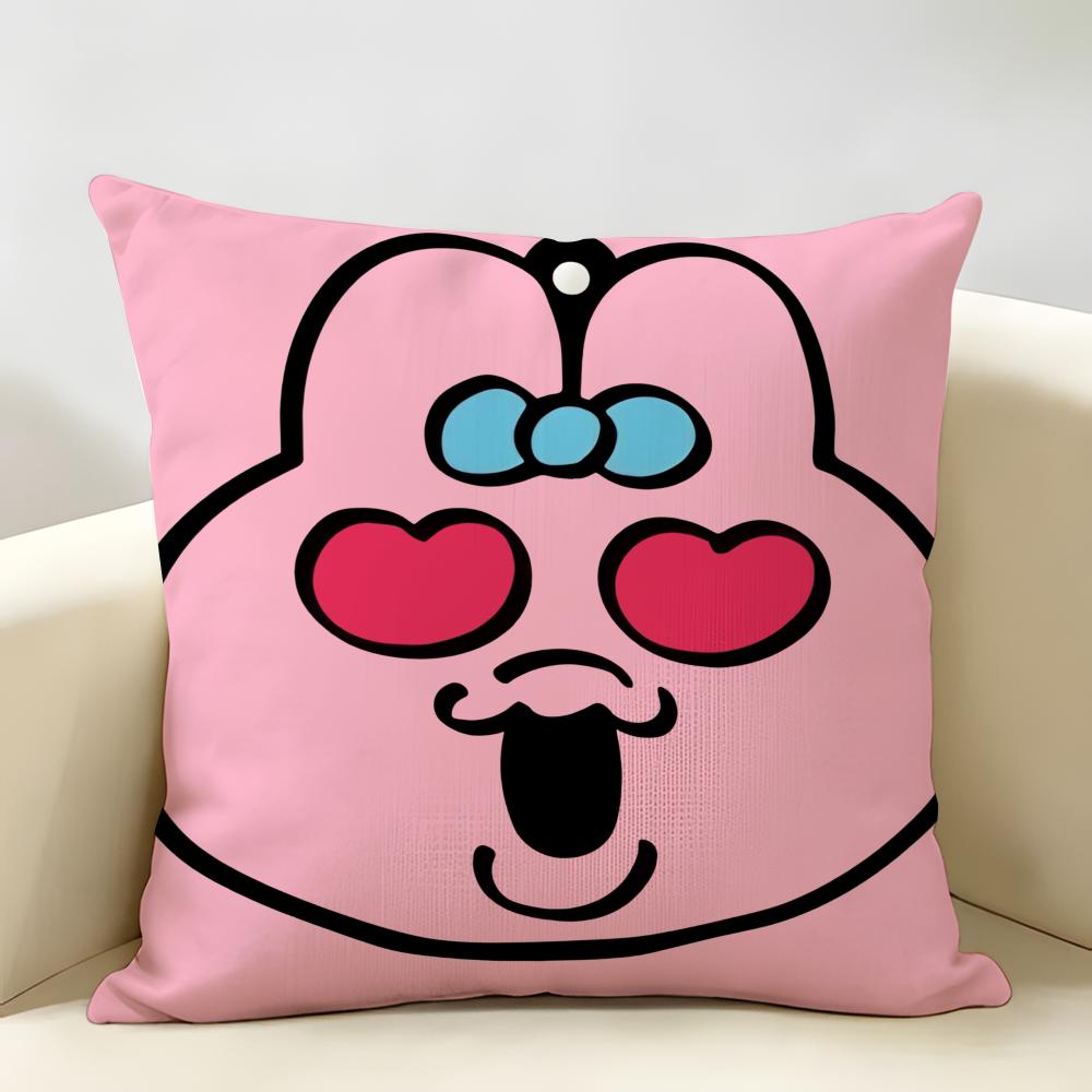 Cartoon OOpanchu Usagi Cushion Cover Natural Linen Organic Fabric DoubleSided Printing Room Sofa Decor Pillow Case