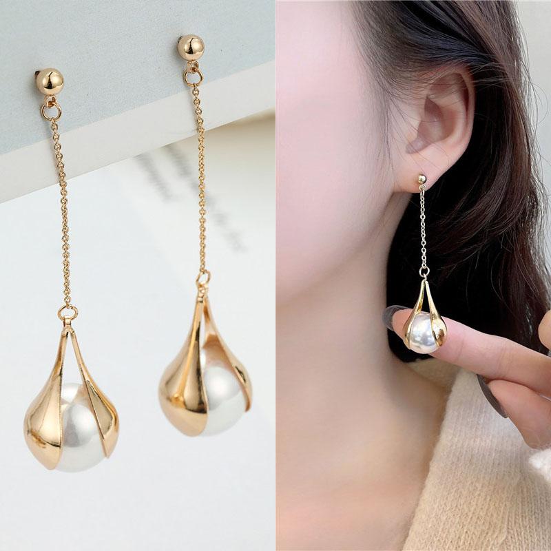 Long Pearl Earrings for Women Tassel Earrings Simulated Pearl Pendants Dangle Earrings Korean aretes de