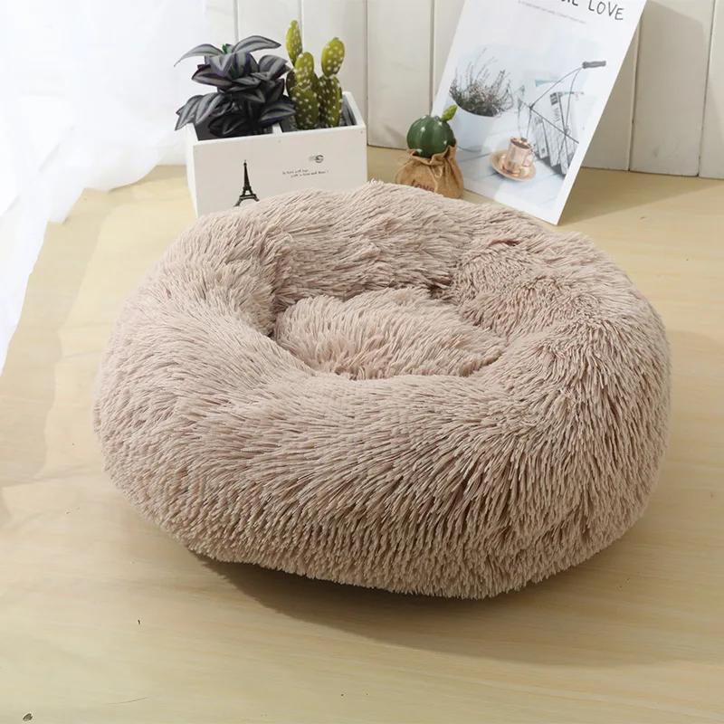 Okrągły pluszowy szczeniak Sfinks łóżko dla kota głębokie spanie legowiska dla kotów Gotas Katten Kedi Garfield Nest Sofa mascotas Materiały Produkty