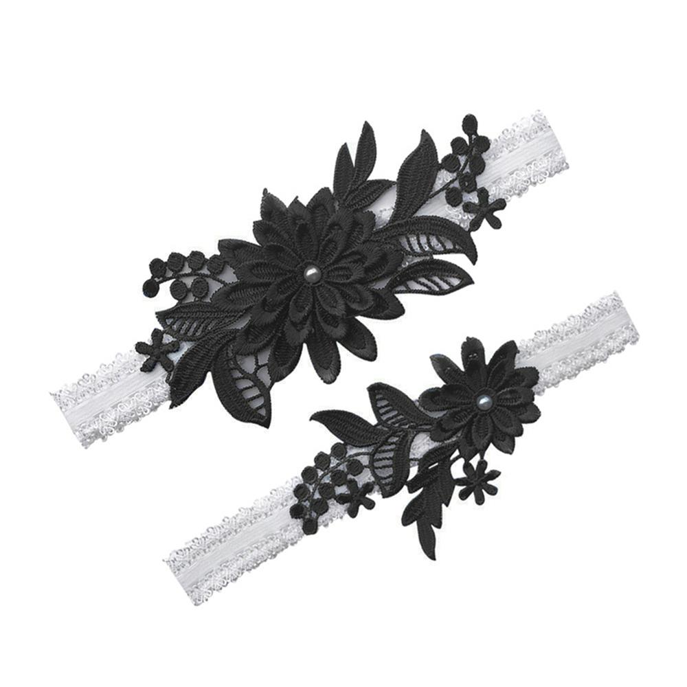 

1 пара женских кружевных подвязок для чулок, подвязки для ног невесты, сексуальные набедренные повязки, аксессуары для вечеринки и свадьбы с жемчужной вышивкой One Size чёрный