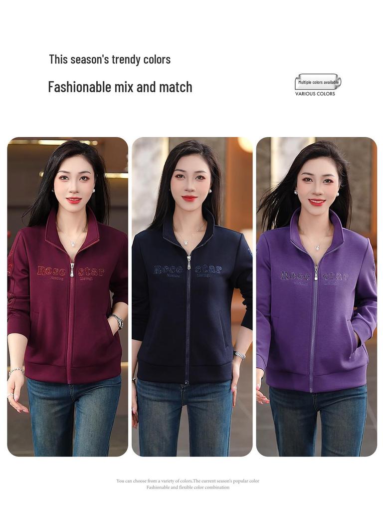 New 2026 Women's Stand Collar Hoodie: Chic, Casual, Loose-Fit Long Sleeve Jacket for Spring & Fall