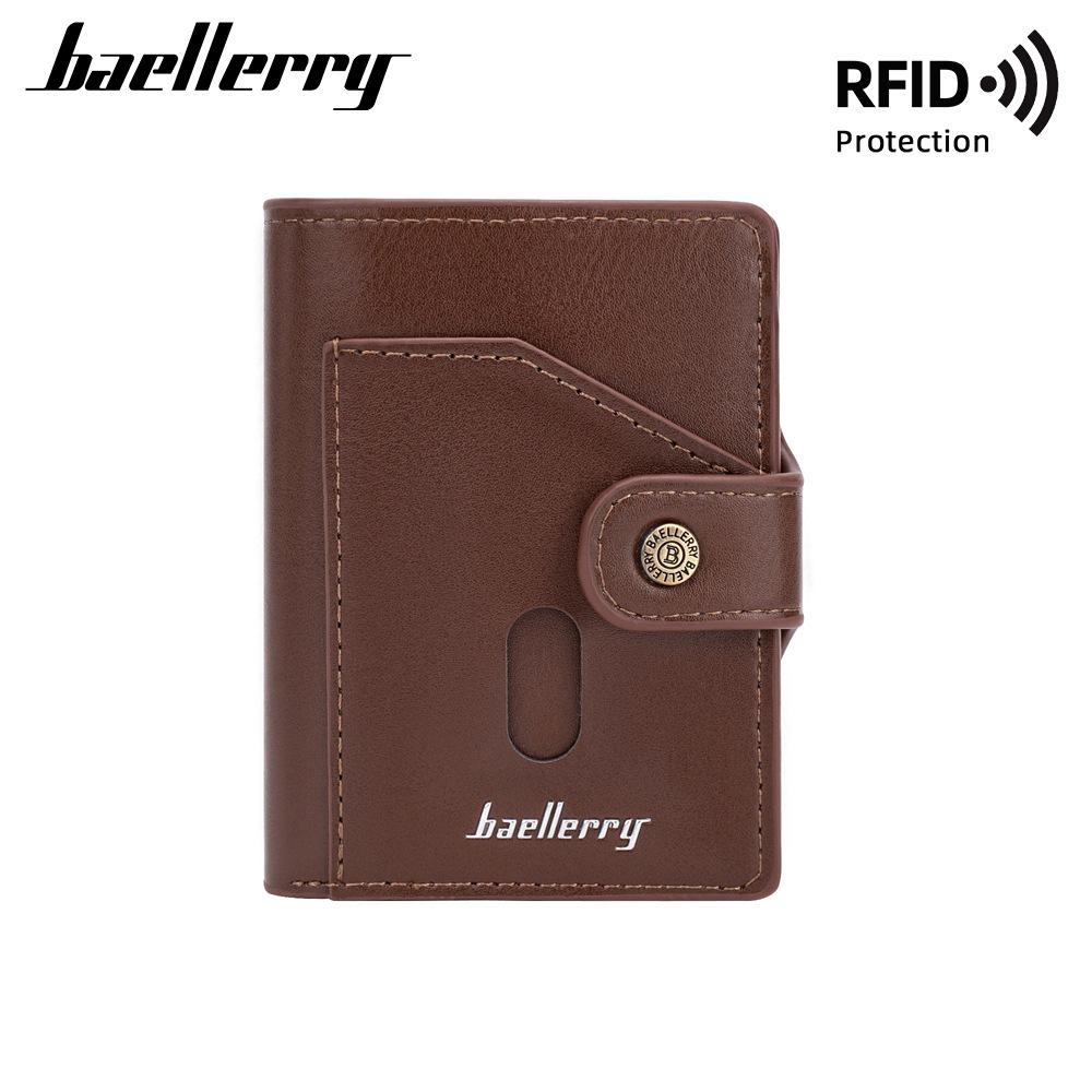 Baellerry Herrenmode Kurze Geldbörse Kartenhalter mit RFID-Schutz Pop-up Antimagnetisches Aluminiumetui mit Druckknopf