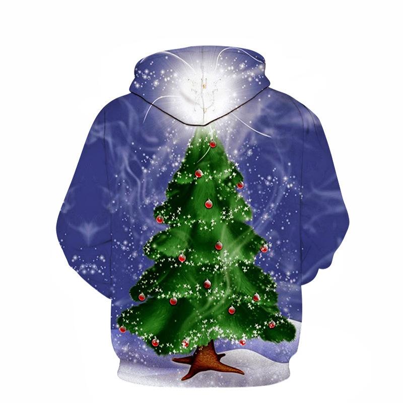 New Christmas Digital 3D Printing Men and Women Hoodie Sweater Tops Round Neck Trend Casual Loose