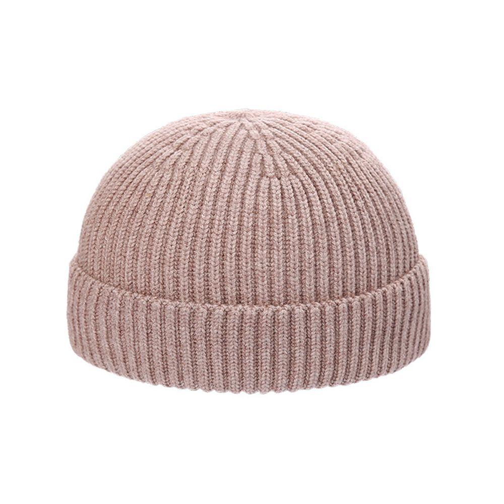 Bonnet Hat Solid Color Women Skullcap Knitted Brimless Hat Korean Style Beanie Hats Men Docker Cap