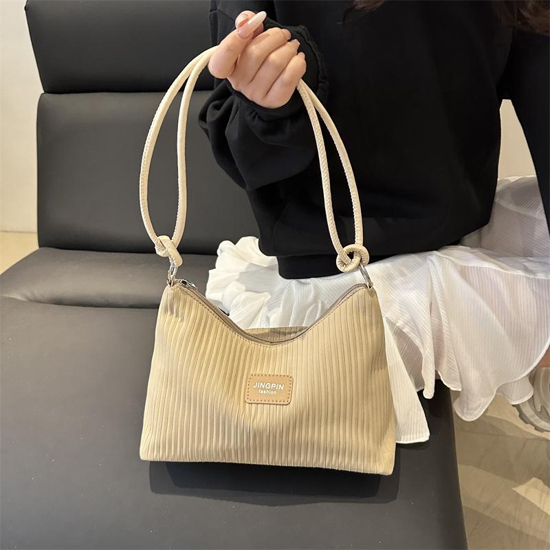 Slack Pleated Striped Shoulder Bag Women's Large-capacity New Casual Messenger Bag Class Tote Bag