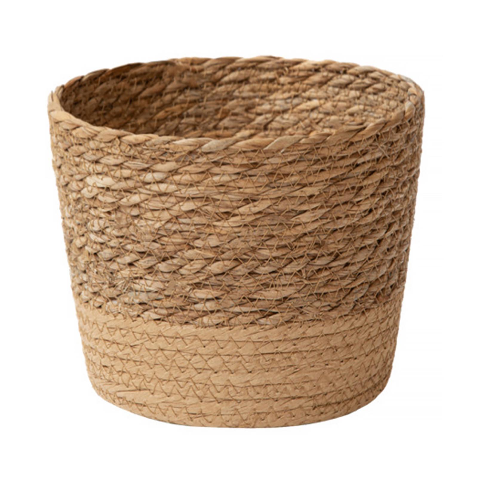 

Handmade Woven Planter Basket Laundry Storage Decorative Basket Straw Rattan Seagrass Garden Flower Pot Storage Basket Container