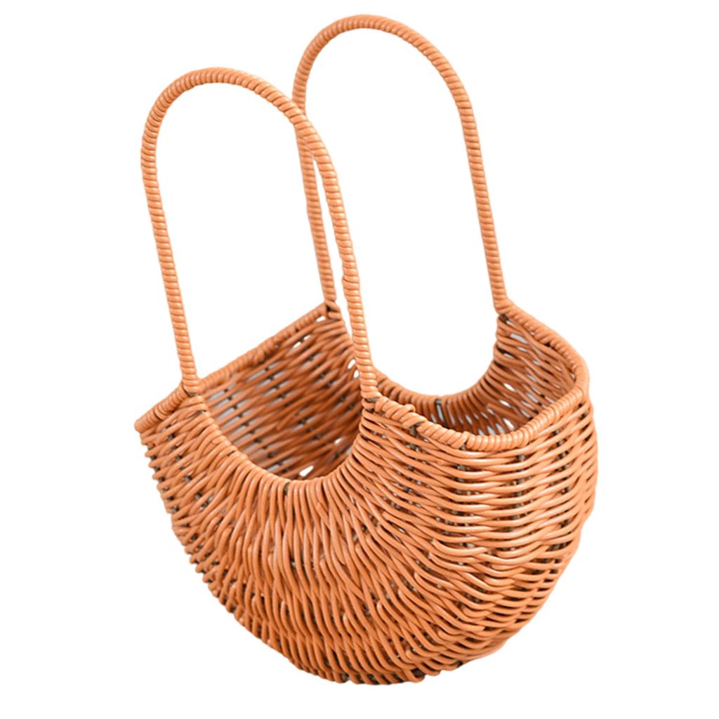 Fashionable Handheld Wicker Baskets Portable Arrangement Containers for Flowers Garden Decoration and Bridals Accessory