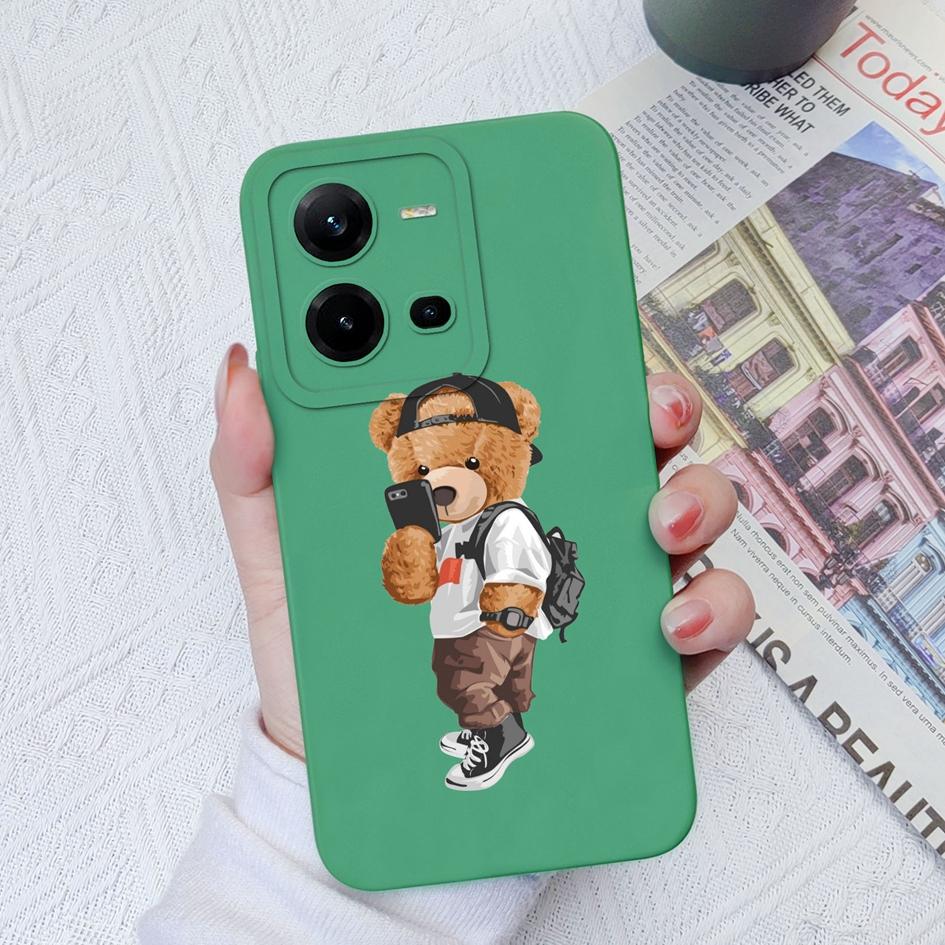 Phone Case For Vivo V19 Neo Z1 Z3X Z5X V21E V23E V25E V27 Pro V20SE V9 Cute Bear Shockproof Protective Soft Silicone Phone Cover For Vivo Bumper