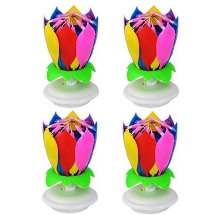 Musical Candles - Fashion Party - Lotus Flower - 14 Pieces - 11 Cm - Colorful