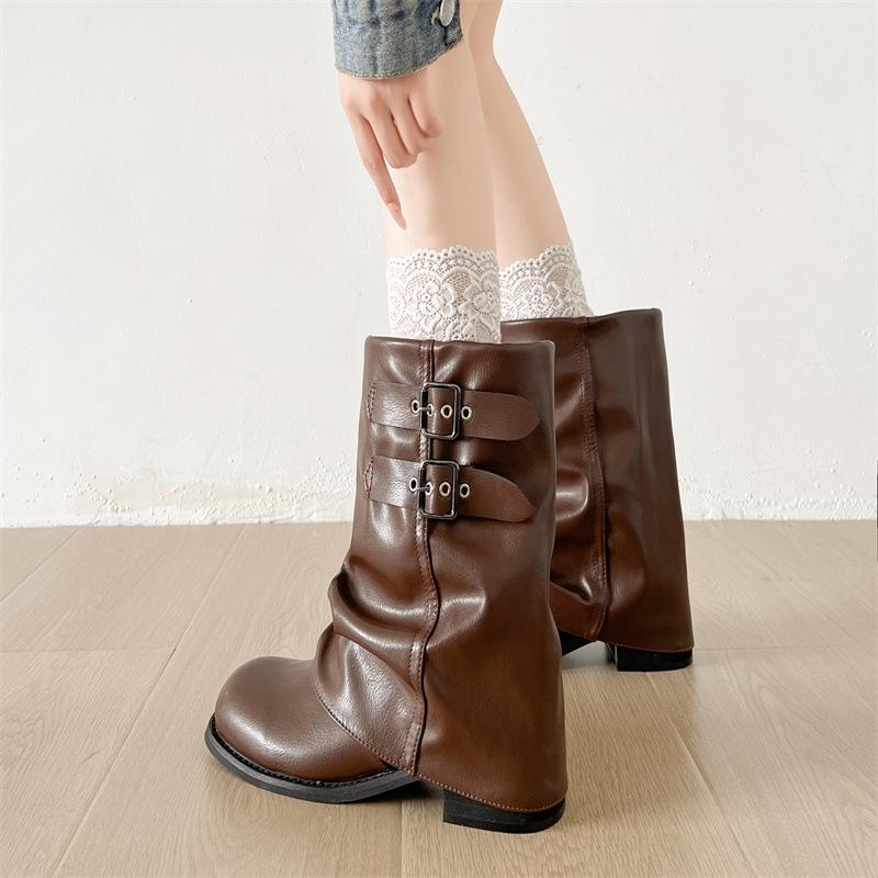 Queen Fan Retro Schwarz Britische Dicke Ferse Martin Stiefel Damen 2025 Neu Sommer Mit Rock Lässige Stacking Stiefel